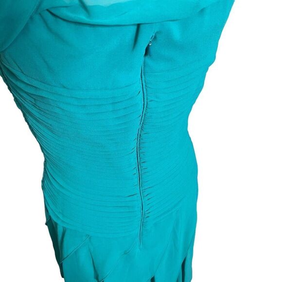 Tadashi Shoji Off Shoulder Maxi Dress Blue Women’s Size 8 Pleated Chiffon - Picture 7 of 16